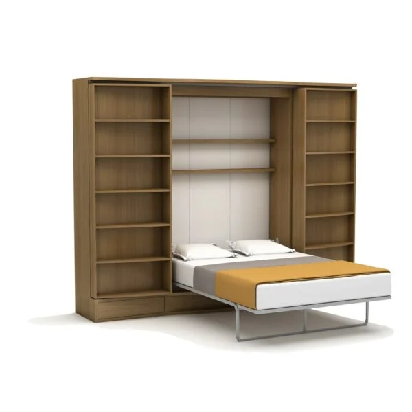 Sliding Suite Wall Bed System in Bookcase Cabinet
