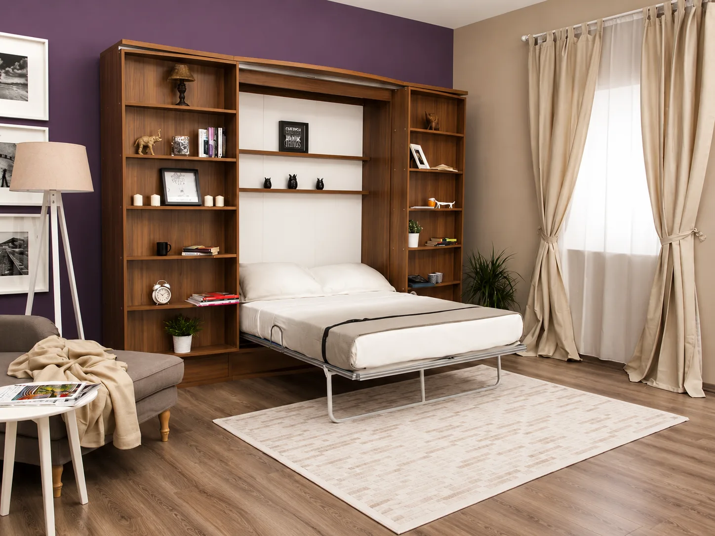 Sliding Suite Wall Bed System in Bookcase Cabinet - Image 8