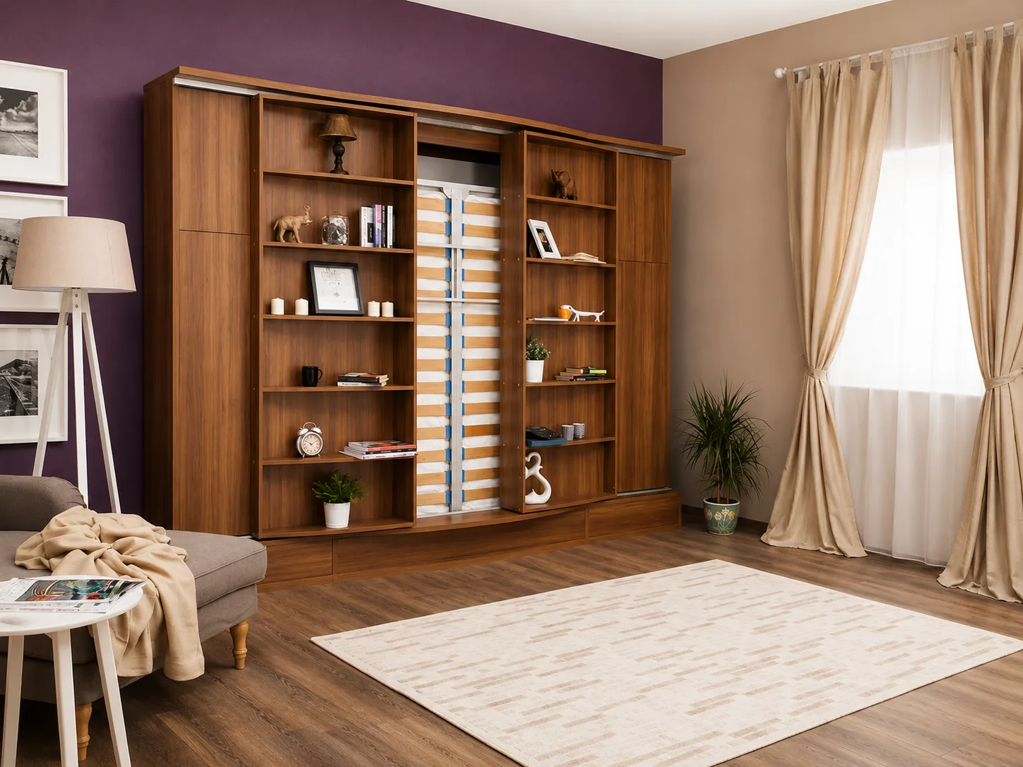 Sliding Suite Wall Bed System in Bookcase Cabinet - Image 9