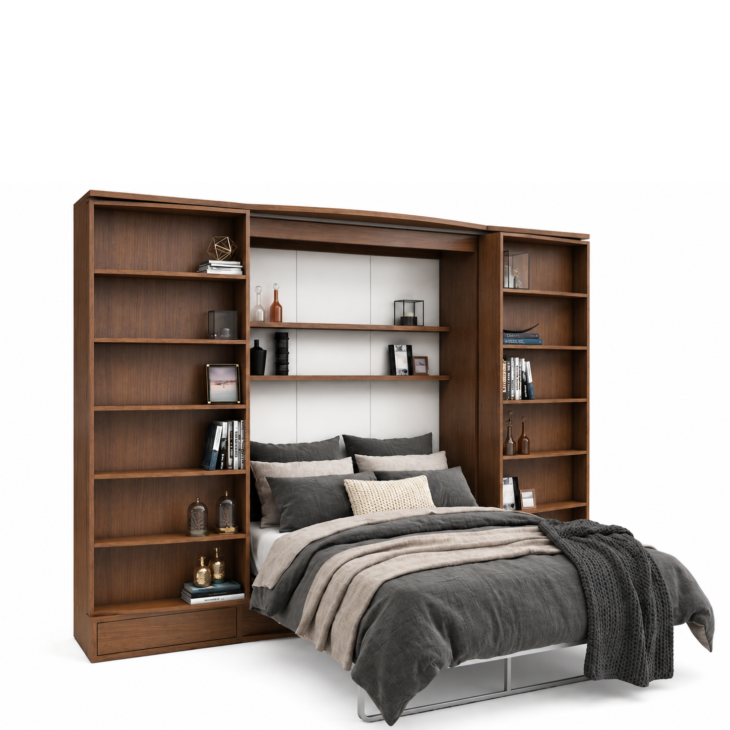 Sliding Suite Wall Bed System in Bookcase Cabinet