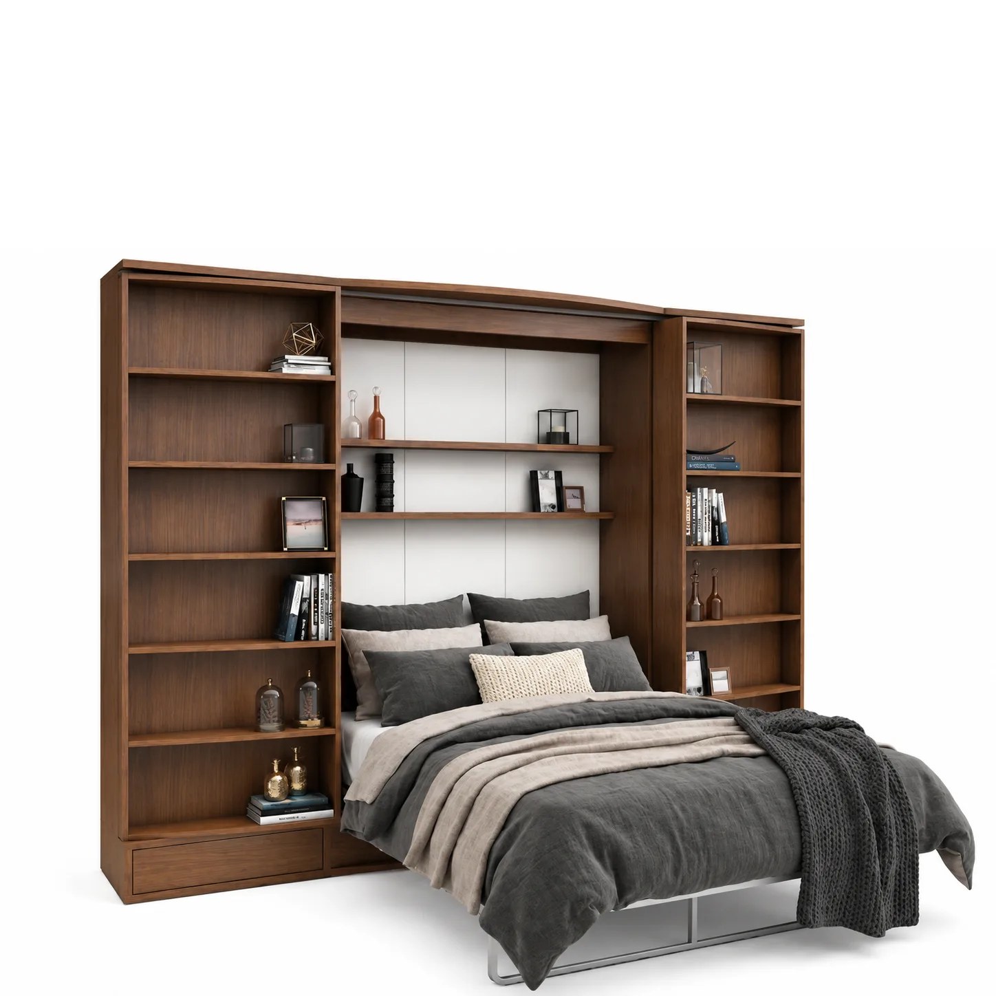 Sliding Suite Wall Bed System in Bookcase Cabinet