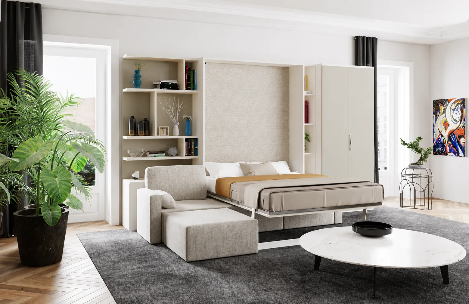Royal Collection King Size Wall Bed System with Sofa - Image 14