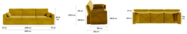 3 seater dims