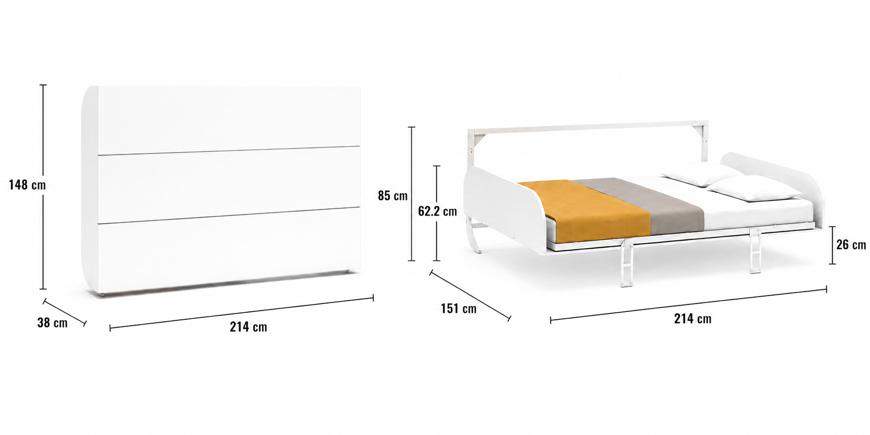 Simple Horizontal Double Wall Bed System - Image 4