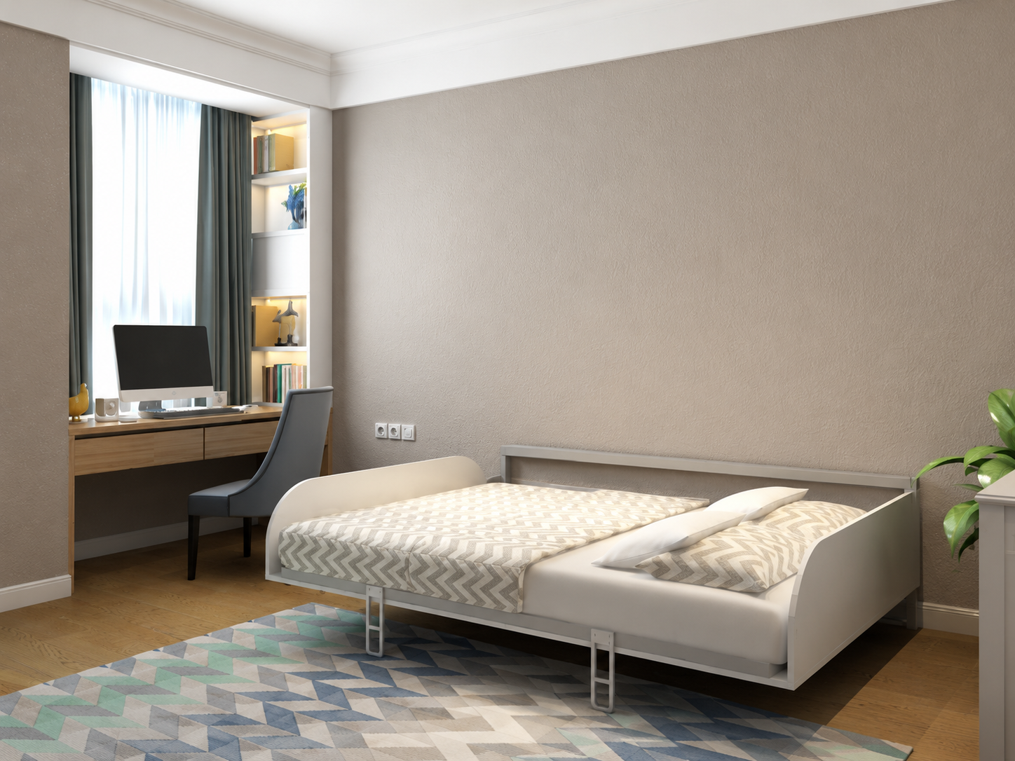 Simple Horizontal Double Wall Bed System - Image 6