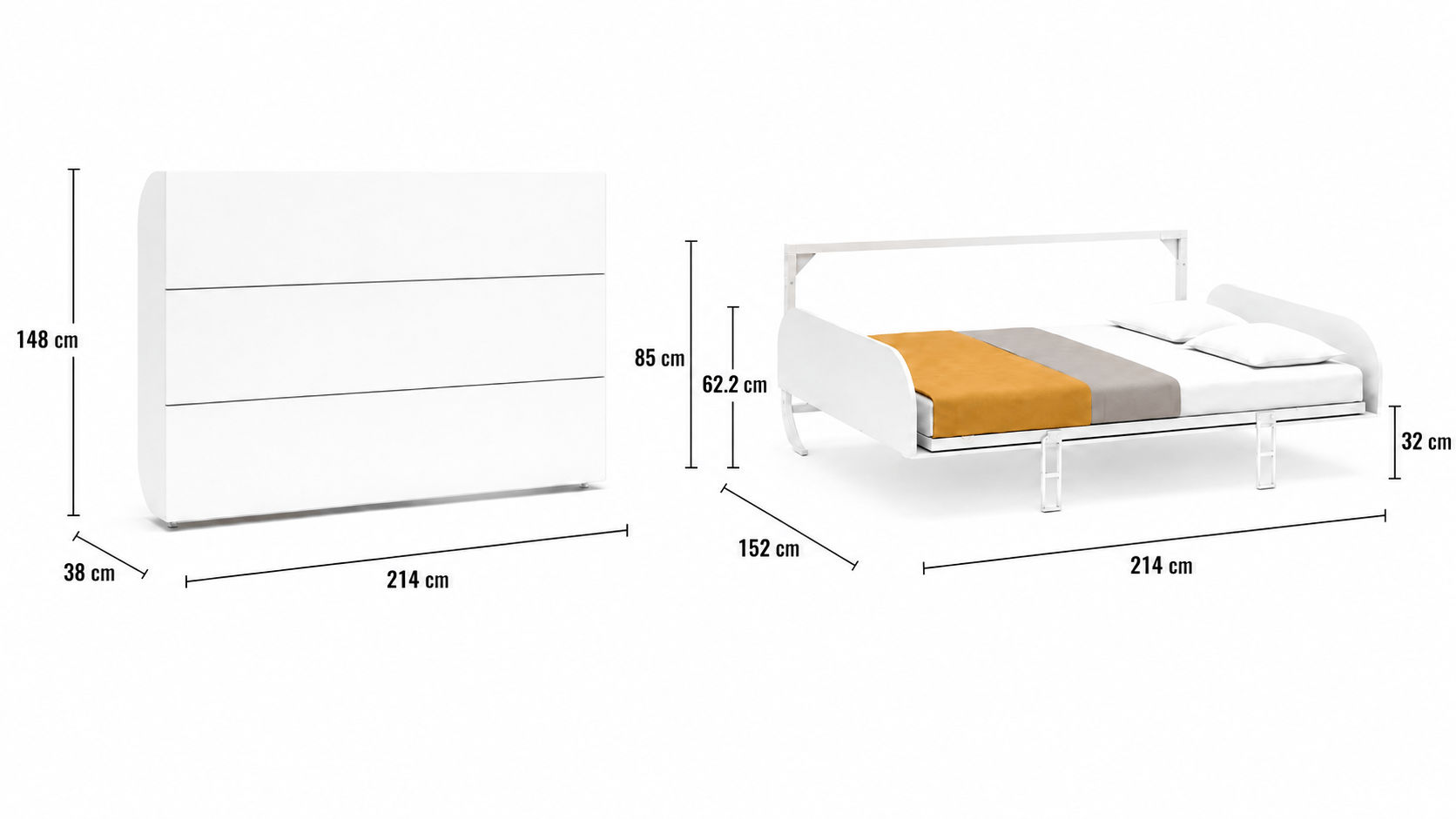 Simple Horizontal Double Wall Bed System - Image 4