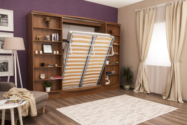 Sliding Suite Murphy Wall Bed System with Bookcase