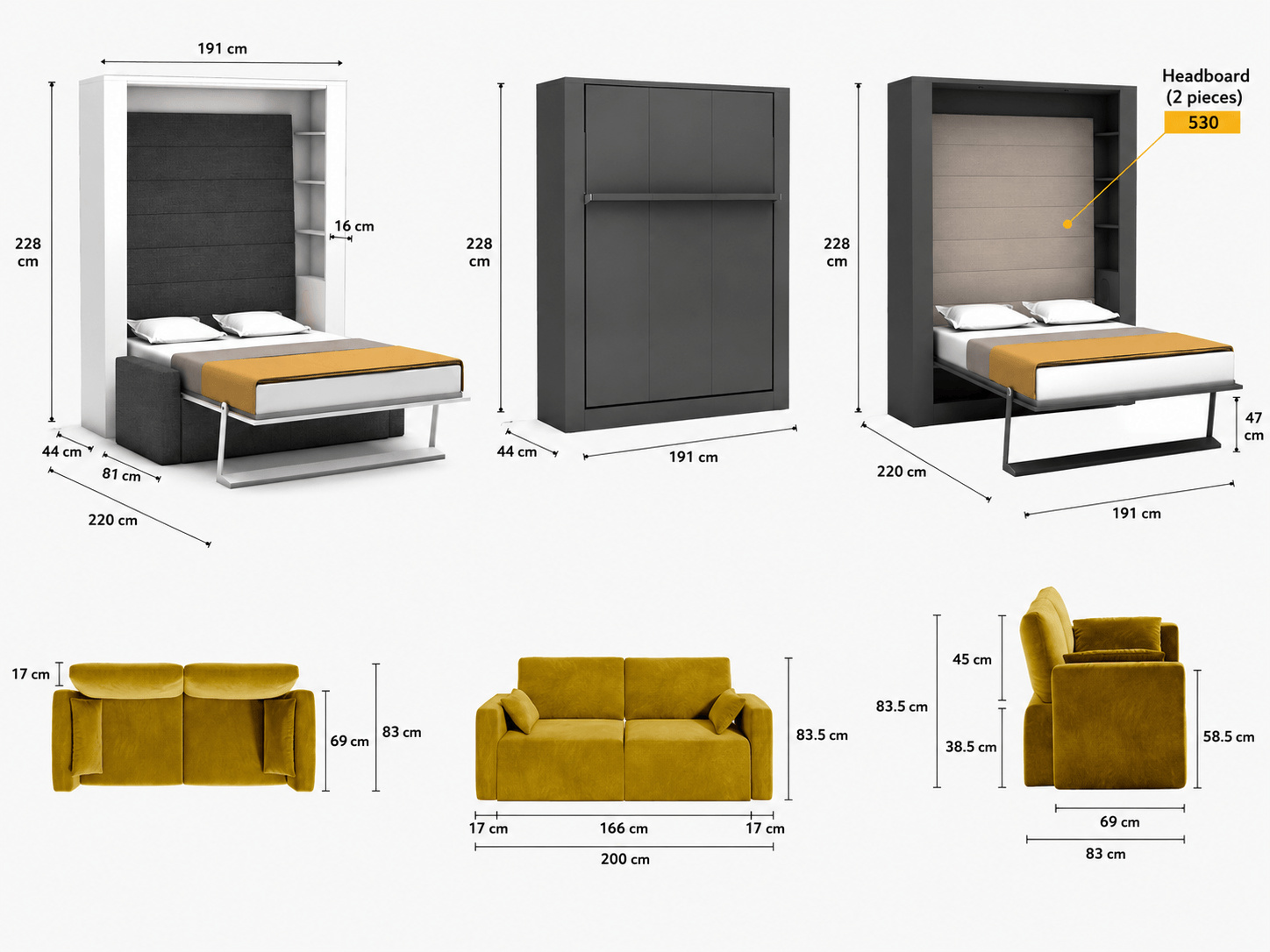Nova King Size Wall Bed System with Sofa - Image 6