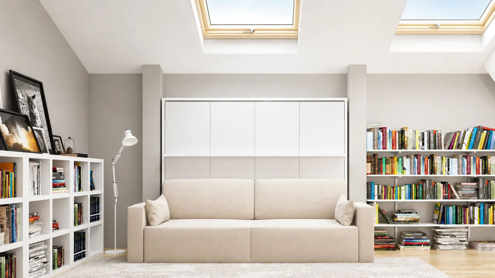 Royal King Horizontal Wall Bed System with Sofa - Image 9