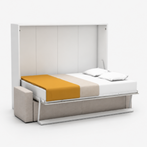 Royal King Horizontal Wall Bed System with Sofa
