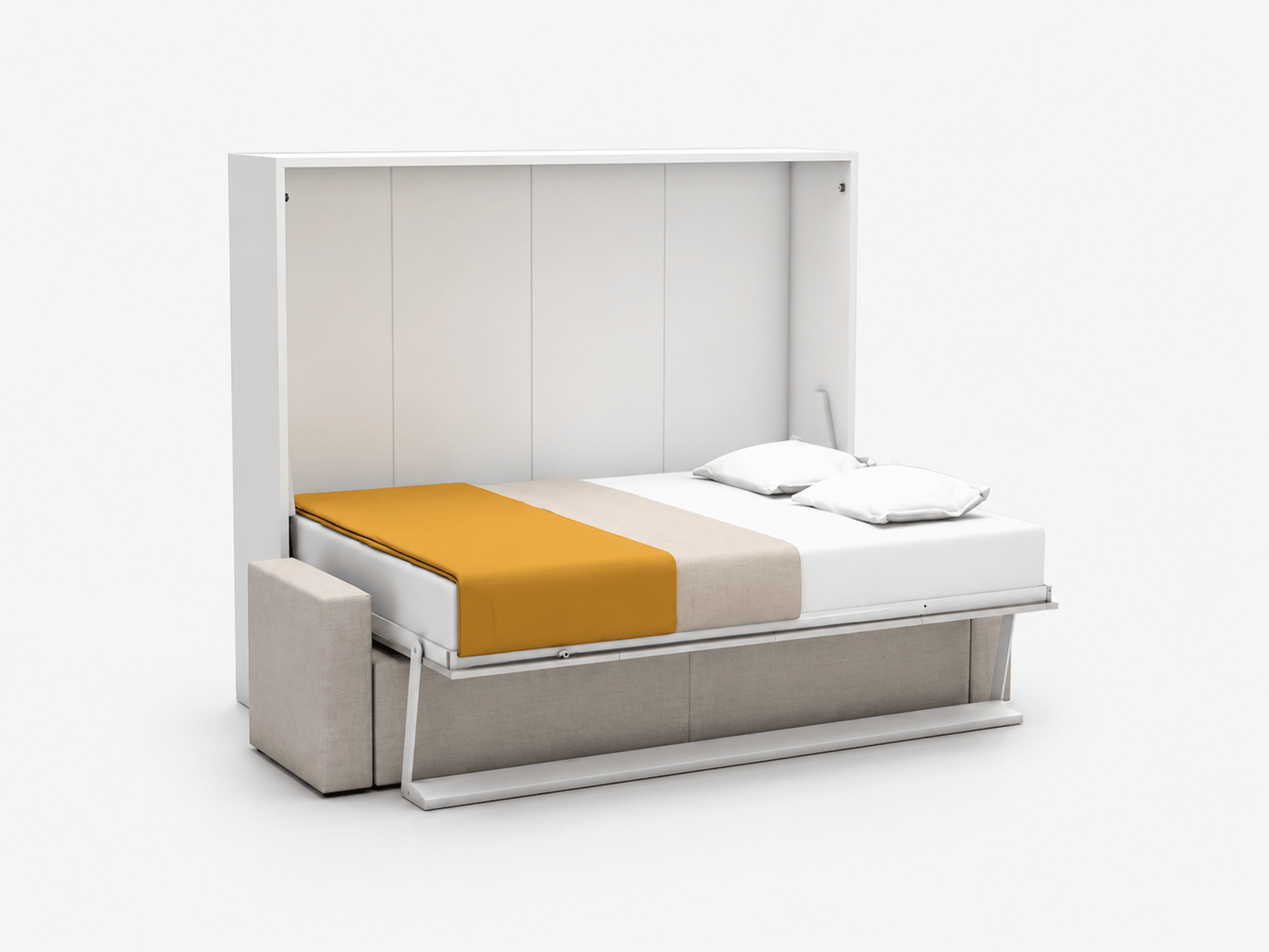 Royal King Horizontal Wall Bed System with Sofa