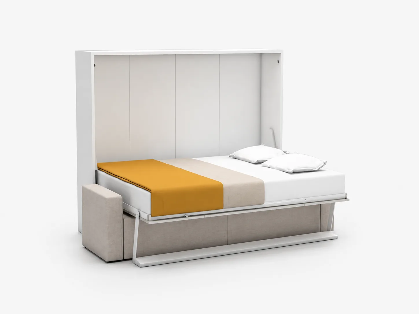 Royal King Horizontal Wall Bed System with Sofa
